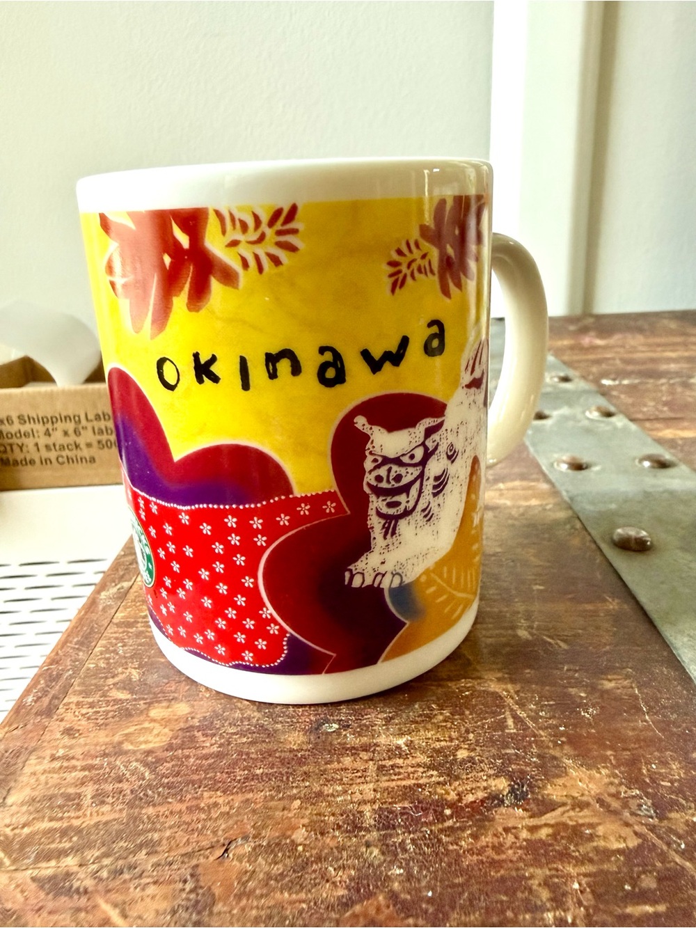 Rare Starbucks 2003 Okinawa Japan Shisa Pattern Coffee Mug